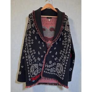 ALANUI rolling stones rock wool italy jacquard bandana cardigan fringe med auth